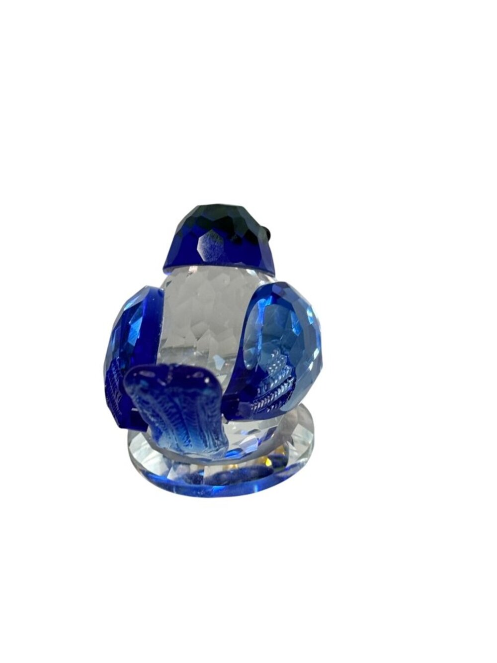 Vintage Blue Crystal Bird Figurine Faceted Glass Gold Tone Beak Unmarked 3.25" - Picture 6 of 7